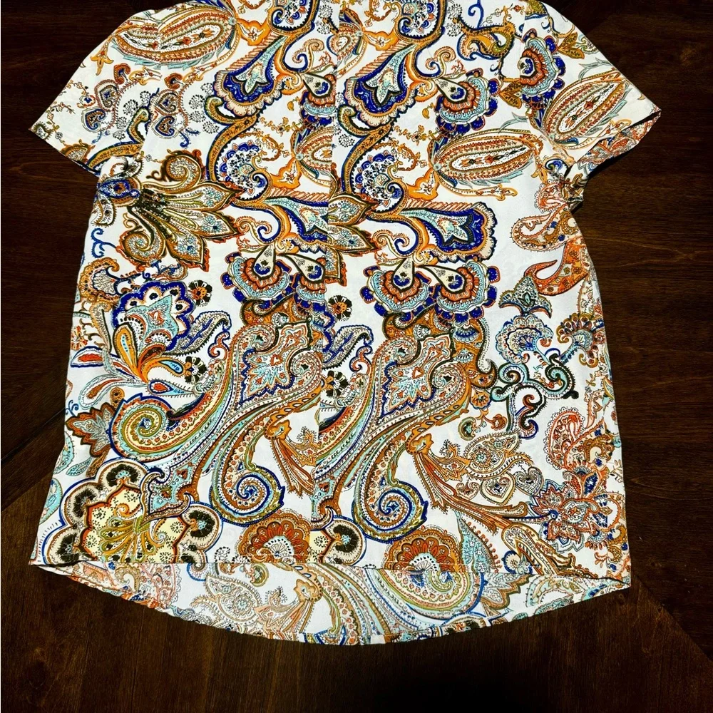 SHEIN LUNE Paisley Printed V-Neck Casual Shirt Size Small - Picture 5 of 7